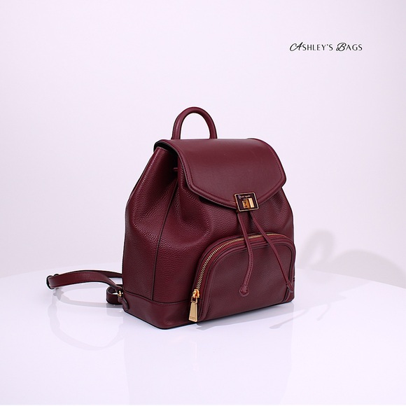 Kate Spade York Pebbled & Smooth Leather Backpack In Cordovan Burgundy - Picture 2 of 8
